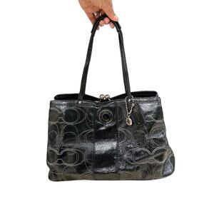 Coach Kisslock Carryall Shoulder Bag Patent Signature Satchel